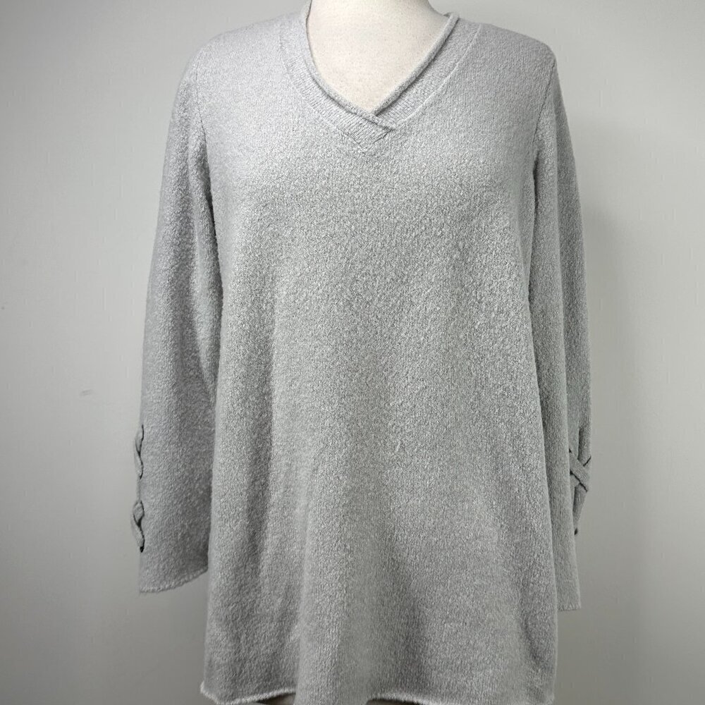 Habitat Clothes to Live In Tunic Women Sz S Olive Lace Sleeves Oversized Sweater